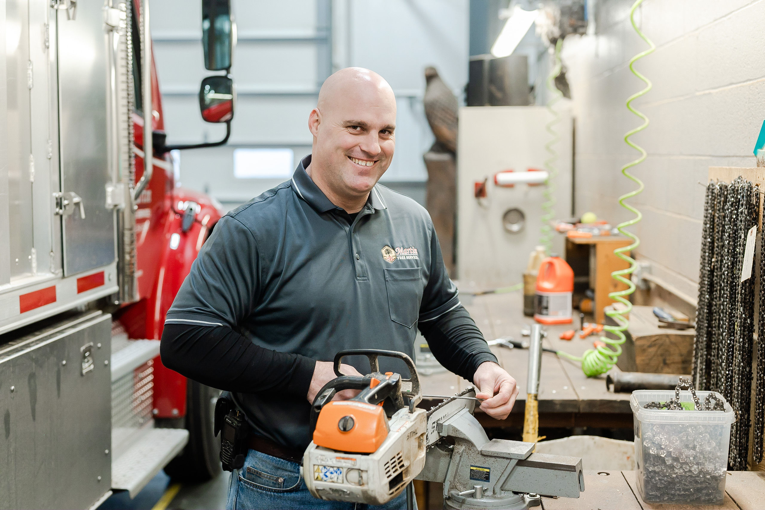 Chain saw at Martin Tree Service